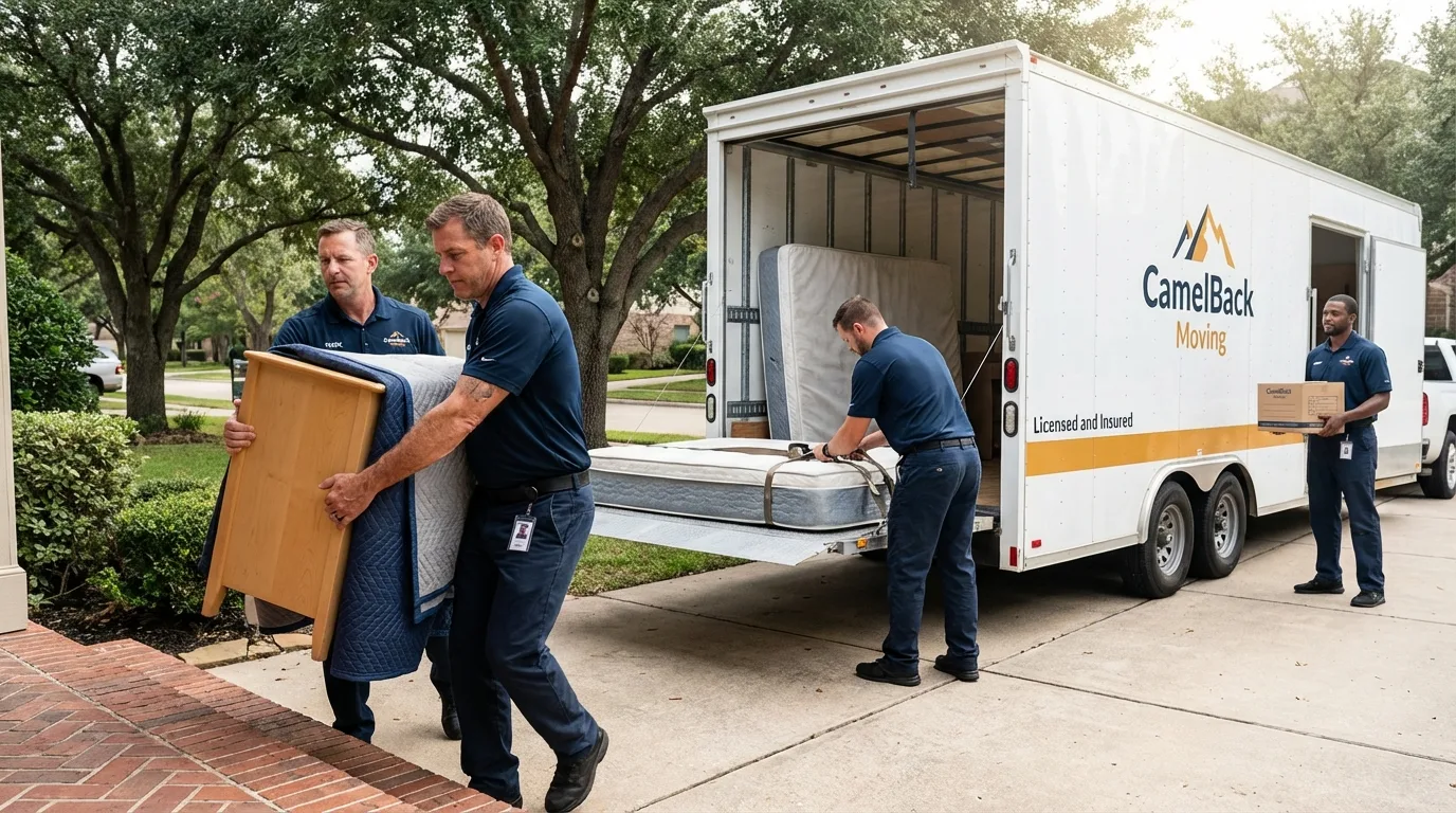 Crew loading residential truck for cross-state move from Millsboro, DE