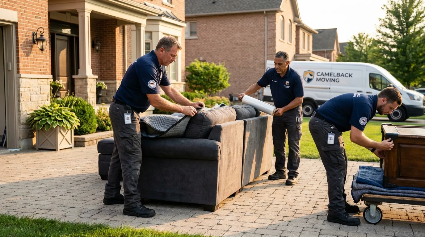 Large estate moving crew wrapping furniture in Millsboro, DE